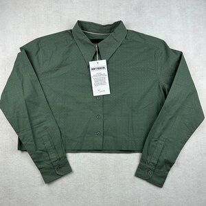 Wildfang Olive Patterned Button Down Shirt